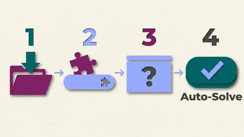 Four numbered paper-cut icons showing the QuizSparrow flow: download the extension, load it into the browser toolbar, open an InQuizitive activity, then click Auto-Solve